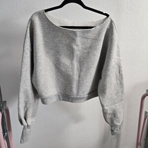 Blogilates Gray Dance Studio Off The Shoulder Sweater